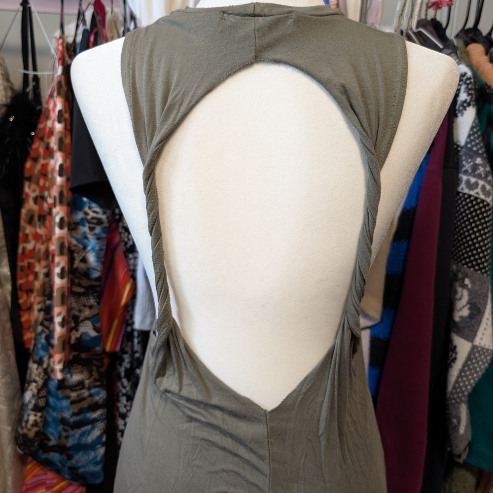 Olive Green Open Back Dress